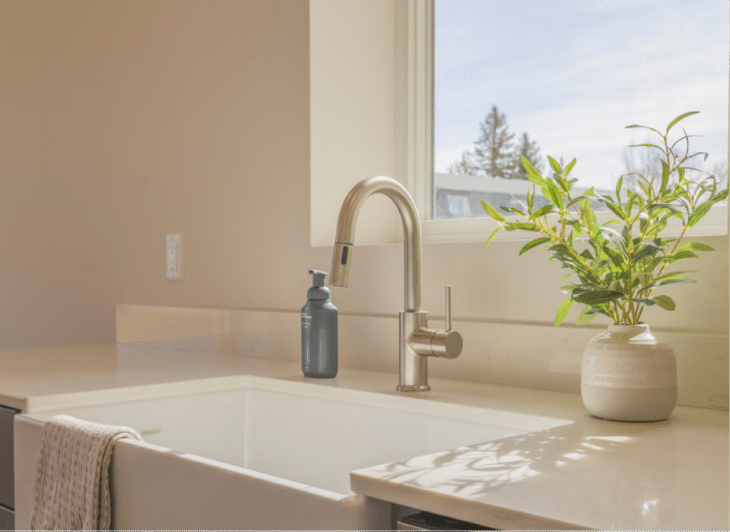 Kitchen sink at 742 N Clark St in Powell Wyoming built by Harvell Homes.